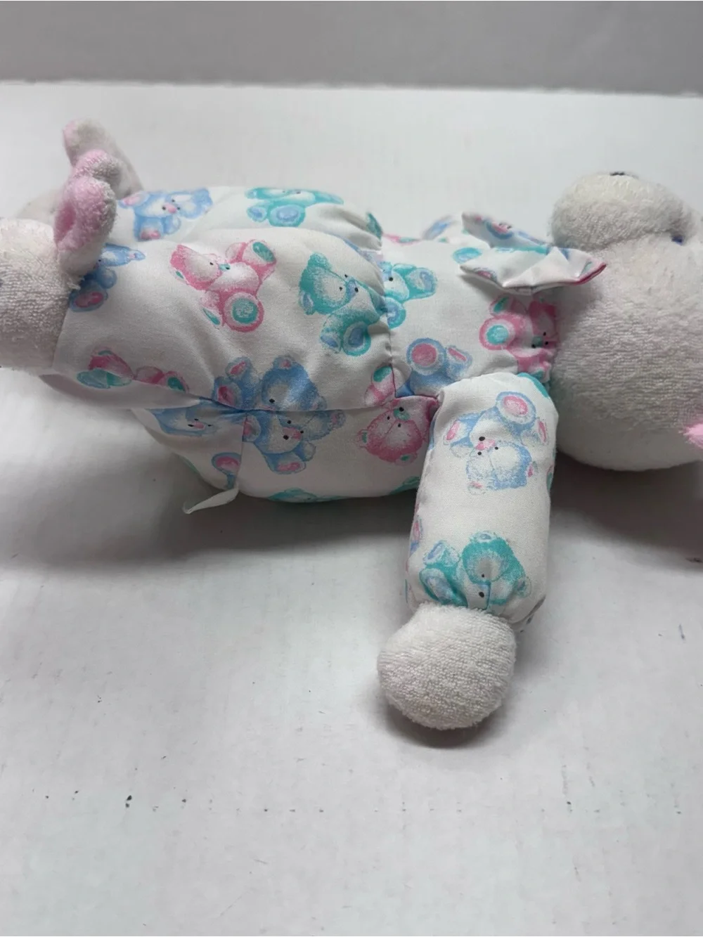 Carters Teddy Bear Rattle Plush White Bunny Slippers Terry Cloth Baby Toy